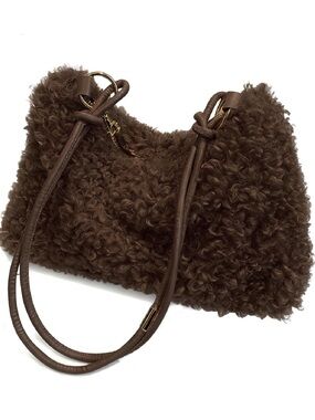 Plush Teddy Boucle Faux-Shearling Shoulder Bag